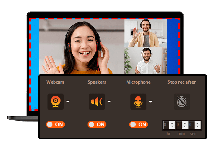 AVee Screen Recorder Select Webcam, Mic, Speaker